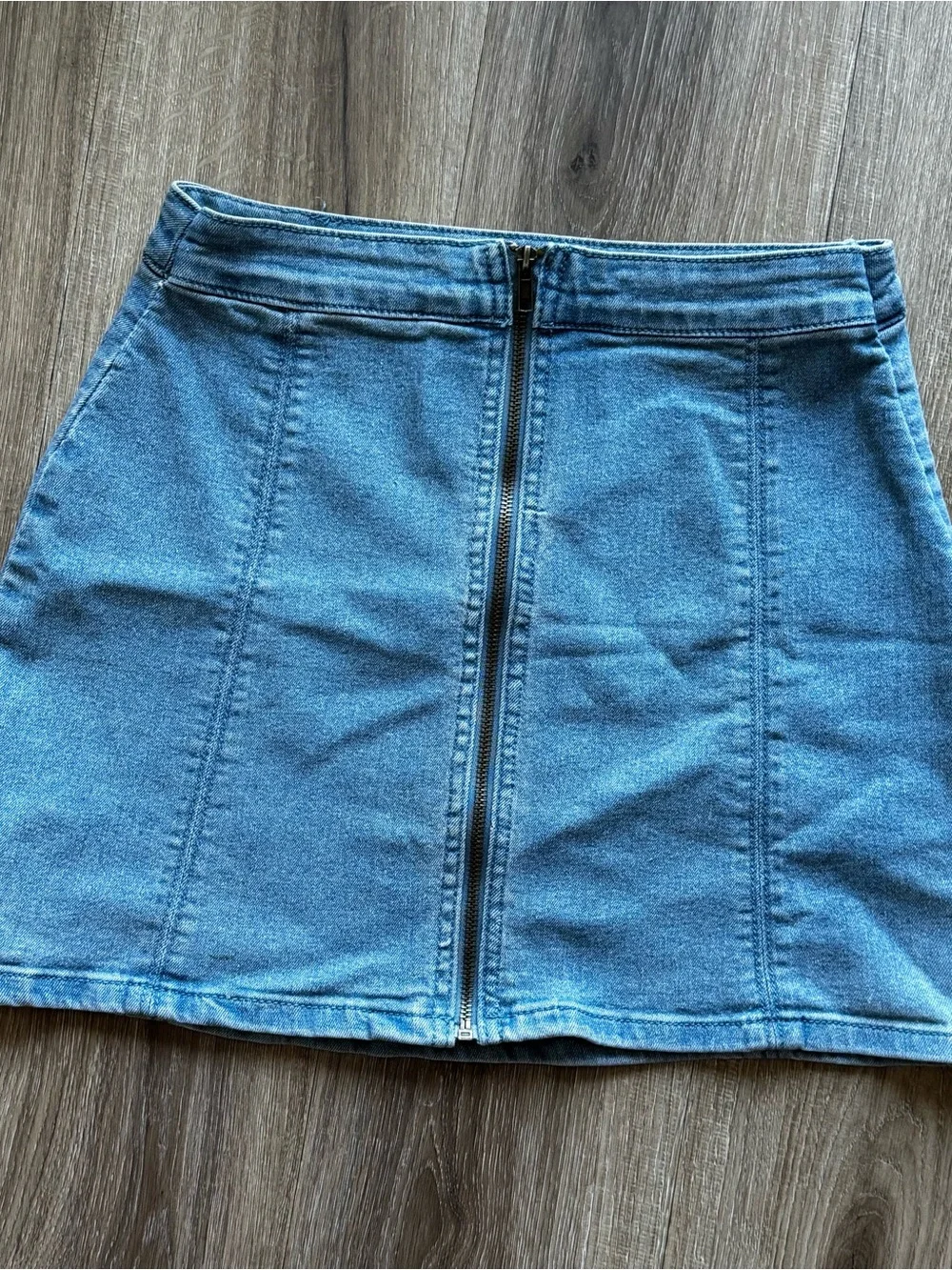 Forever 21 Blue Denim Front-Zip Mini Skirt